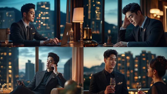 成功人士商务办公宴请接待职场精英压力奋斗