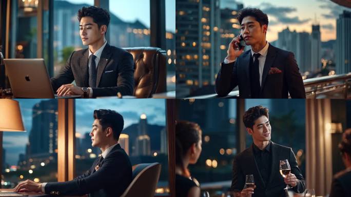 商业合作成功人士高瞻远瞩拼搏奋斗金融投资