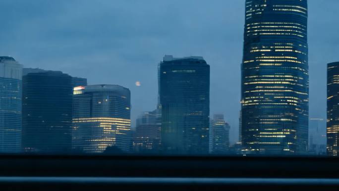 城市办公楼夜晚加班 剪影