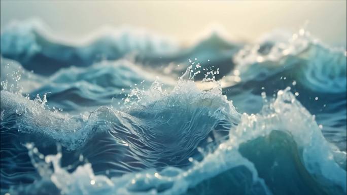 唯美大海海浪巨浪海浪升格大气海浪拍打ai