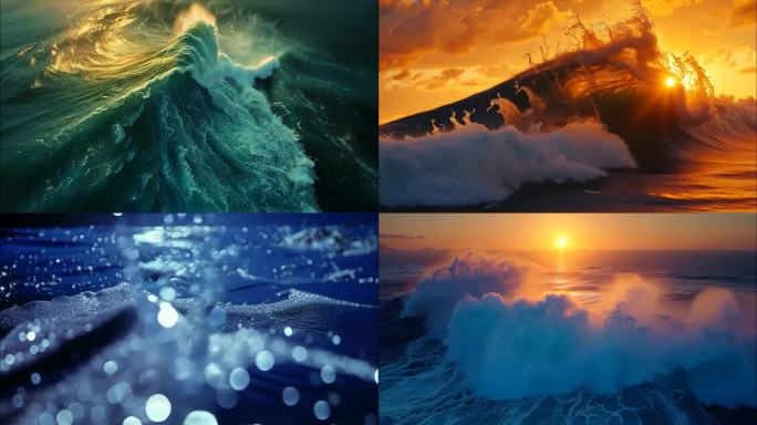 唯美大海海浪巨浪海浪升格大气海浪拍打ai
