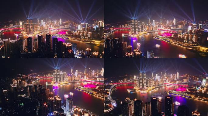 央视重庆春晚2025跨年热闹氛围灯光秀