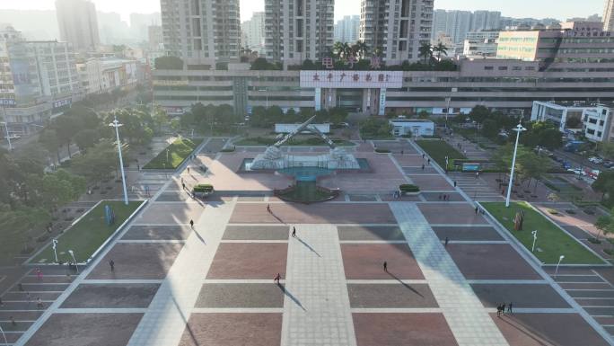 东莞虎门广场航拍虎门镇建筑风光