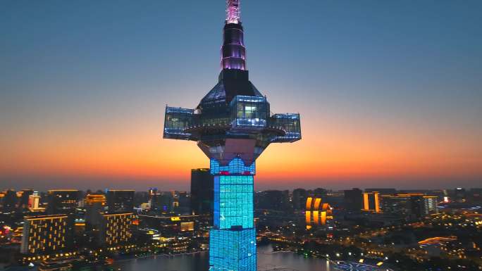 盐城市区聚龙湖盐立方夕阳航拍