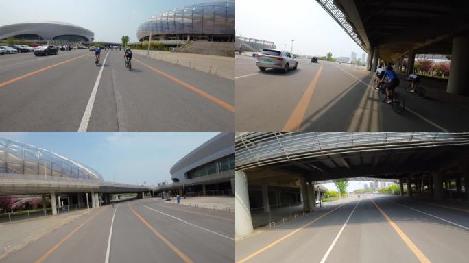 穿越机一镜到底拍摄公路自行车4K