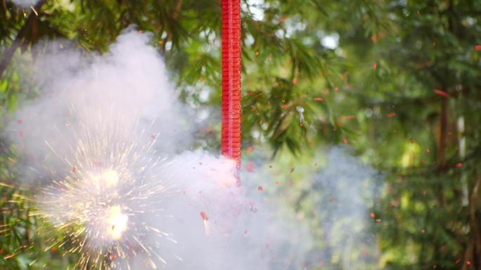 放鞭炮放烟花炮竹过年春节新年庆祝节日