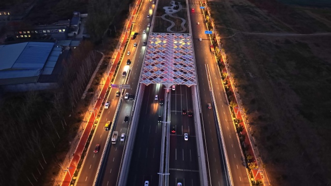 道路夜景城市交通复兴大街大桥隧道夜景