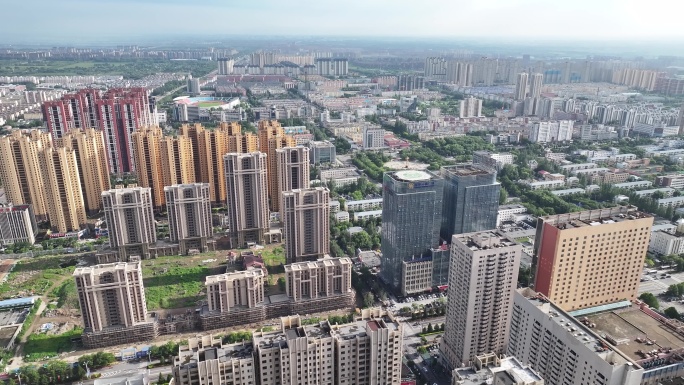 辽宁盘锦市区航拍画面
