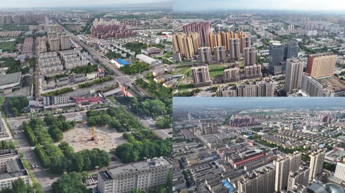 辽宁盘锦市区航拍画面