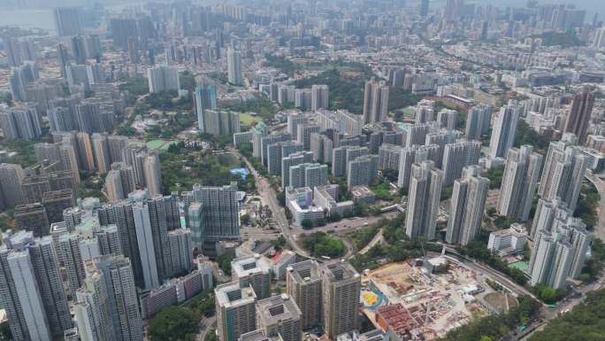 香港高密度住宅建筑群航拍