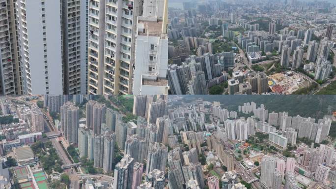 香港高密度住宅建筑群航拍
