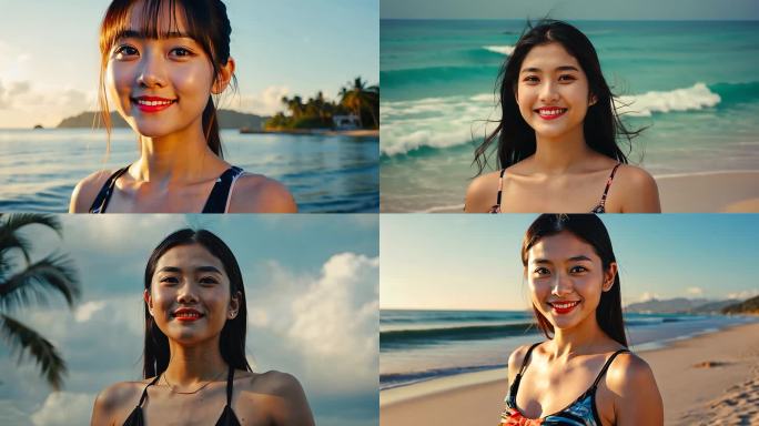 海边沙滩泳装美女