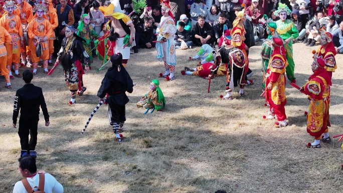 航拍揭阳普宁新坛英歌队小朋友