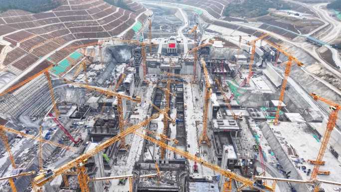 广西平陆运河马道枢纽航拍延时素材航道枢纽