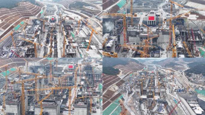 广西平陆运河马道枢纽航拍延时素材航道枢纽