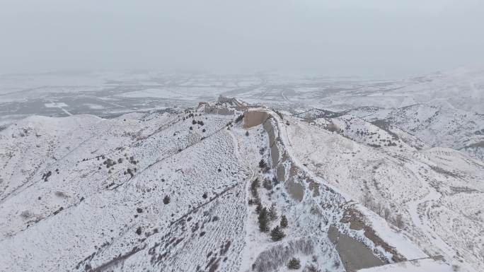 山西代县雁门关白草口长城雪景