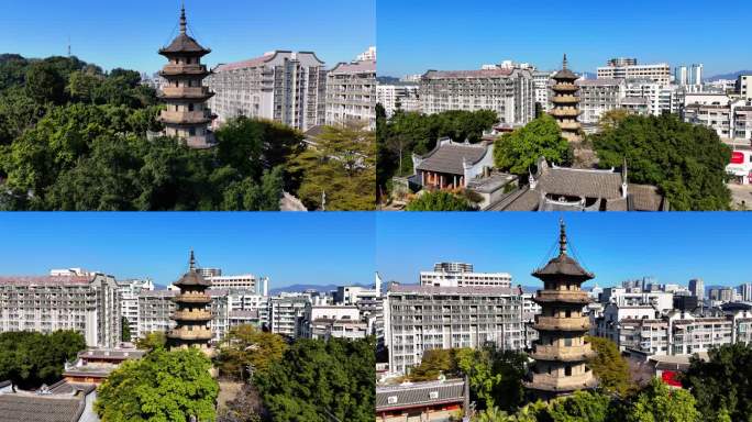 4K航拍福州的地标景观乌塔