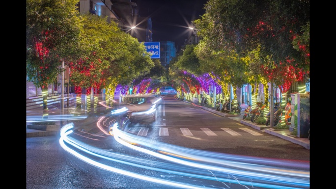 南丹路口夜景车流拉丝延时