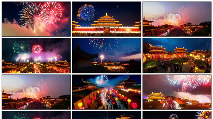 新年喜庆烟花欢乐氛围春节素材2025年