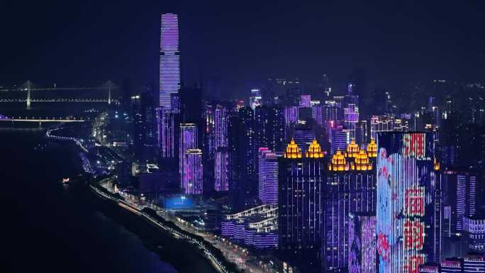 武汉夜景长江游轮长江大桥