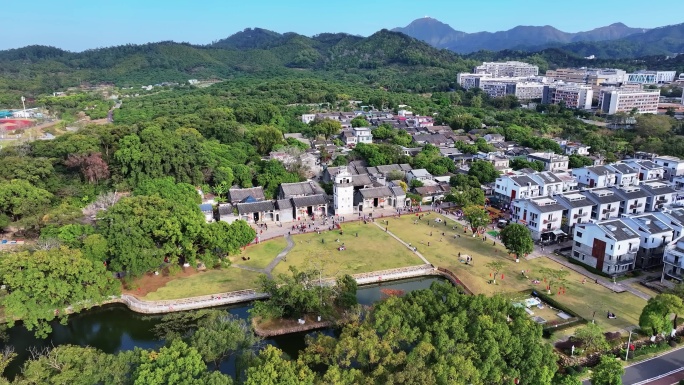 航拍珠海唐家湾会同古村
