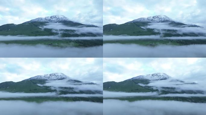 禾木村云霄峰雪山延时航拍