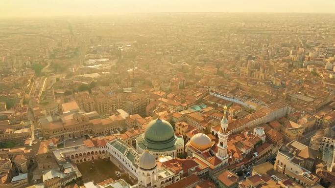 巴基斯坦拉合尔市俯瞰拍摄的高空建筑景观