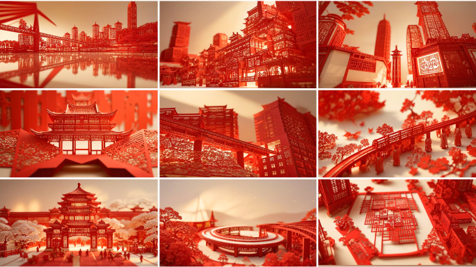 重庆地标洪崖洞非遗剪纸国潮宣传片