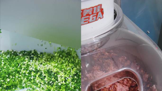 包子工厂生产车间肉馅工人包包子制作工艺