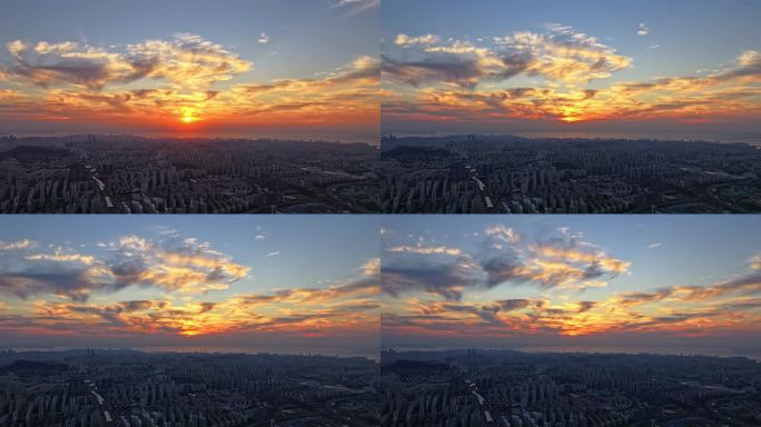 城市日落海上日落夕阳