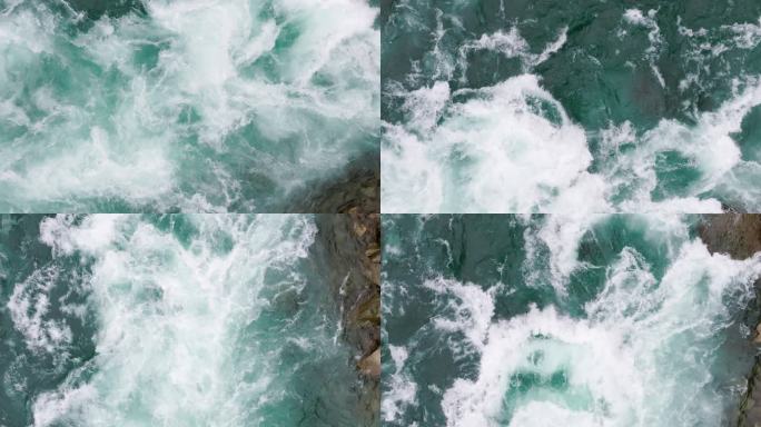 清澈江水奔流波涛汹涌河水波浪澎湃碧波