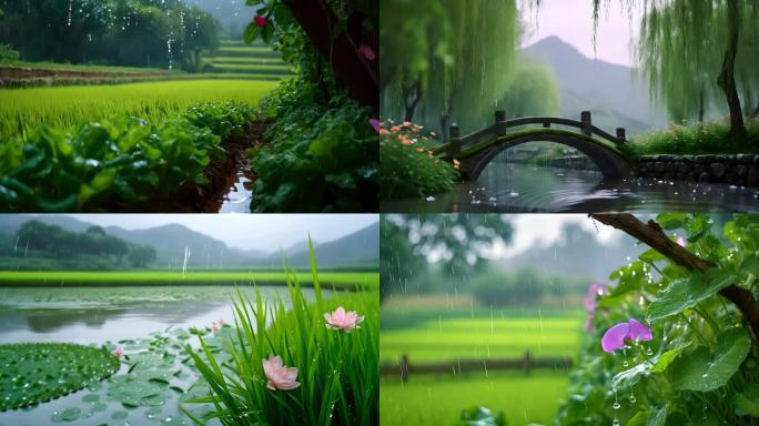 江南春雨 细雨蒙蒙 意境风景 春雨
