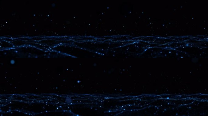 6K唯美梦幻蓝色粒子波浪背景视频