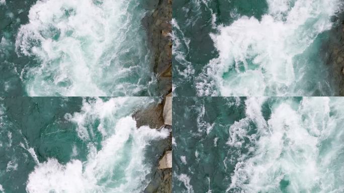 清澈江水奔流波涛汹涌河水波浪澎湃碧波