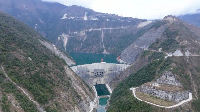 大岗山电站航拍大渡河流域水电站水利资源