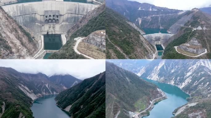 大岗山电站航拍大渡河流域水电站水利资源