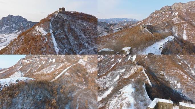 航拍雪后平顶峪长城 4K