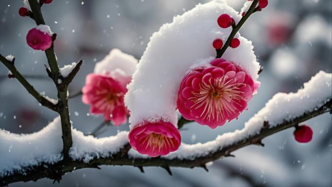 梅花寒梅腊梅红梅花朵梅花盛开