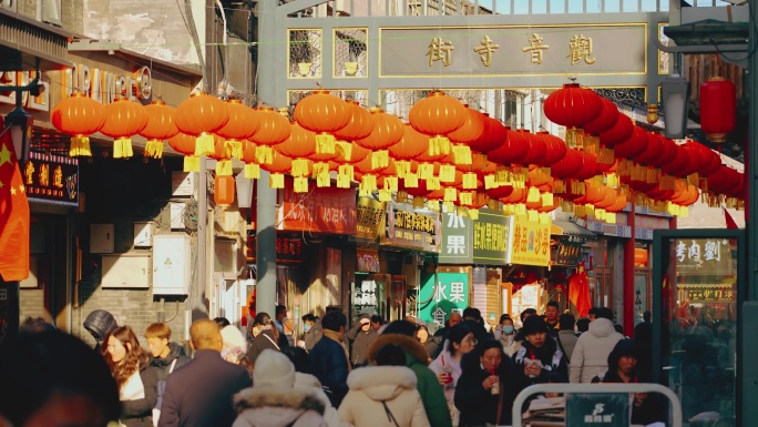 城市新年春节过年年味街景