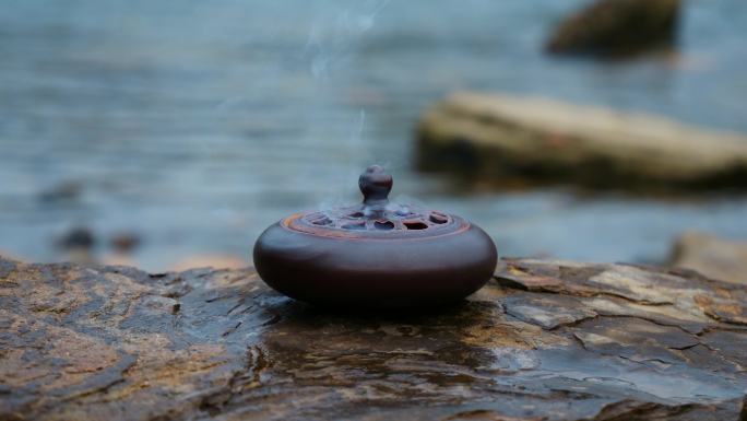 檀香河流水意境中国风香炉禅意传统