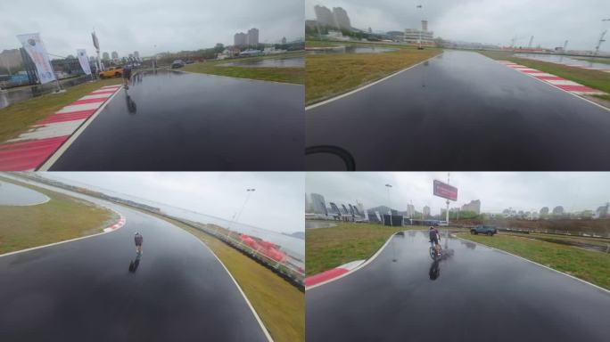 穿越机一镜到底拍摄公路自行车4K