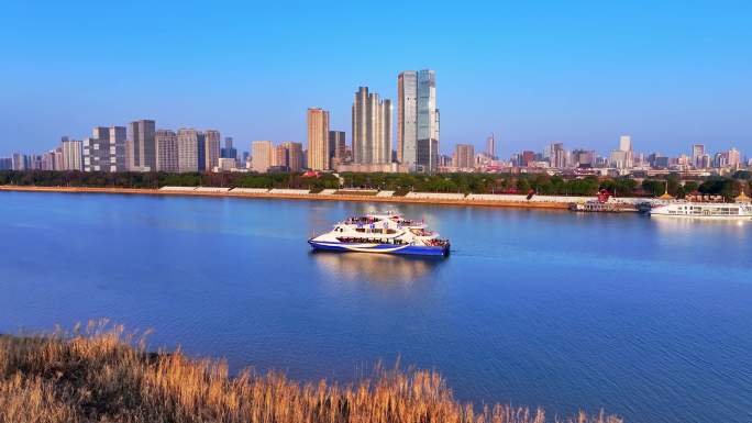 4k长沙橘子洲湘江游轮
