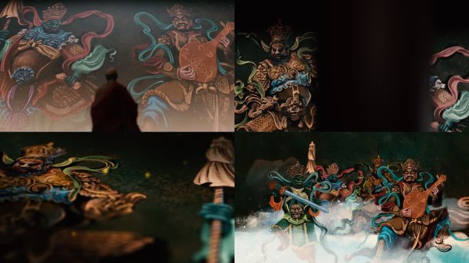 四大金刚佛教神话原创手绘素材