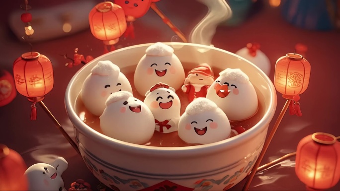 4k高清卡通喜庆团圆中国风元宵节素材合集