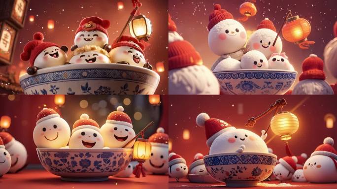 4k高清卡通喜庆团圆中国风元宵节素材合集