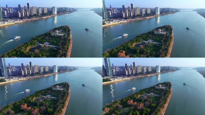 4k长沙橘子洲湘江游轮