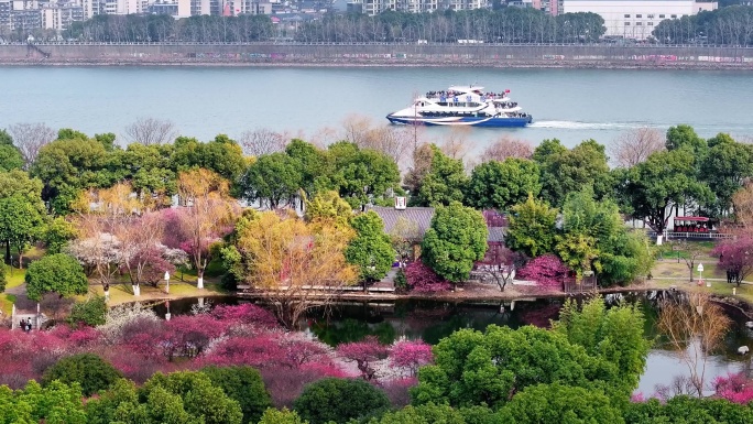 4k长沙橘子洲湘江游轮