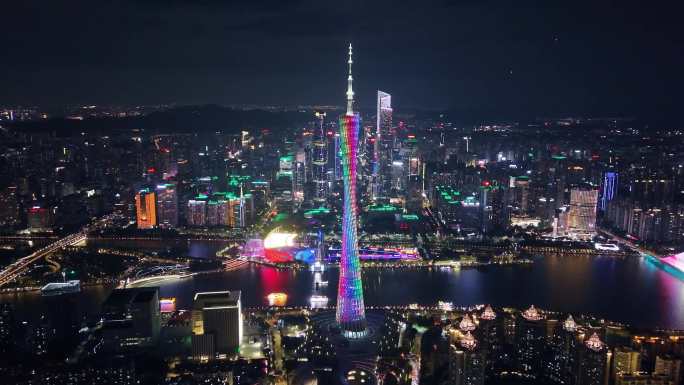 广州航拍地标建筑城市夜景
