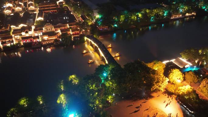 杭州拱宸桥夜景航拍