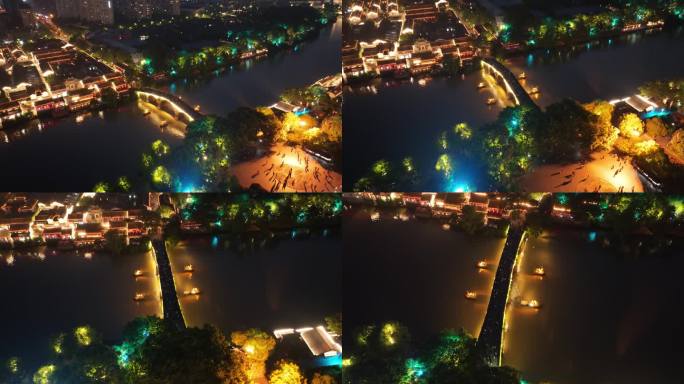 杭州拱宸桥夜景航拍